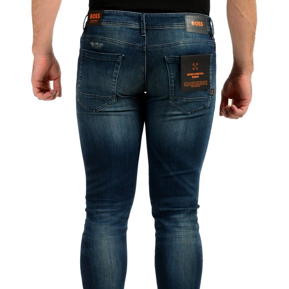 Hugo Boss Men's "Charleston" Extra Slim Fit Distressed Blue Wash Stretch Jeans - Picture 3 of 6